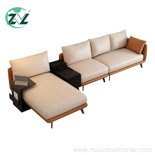 L-shape Couch Removable Cabinet Side Table Sofa Set